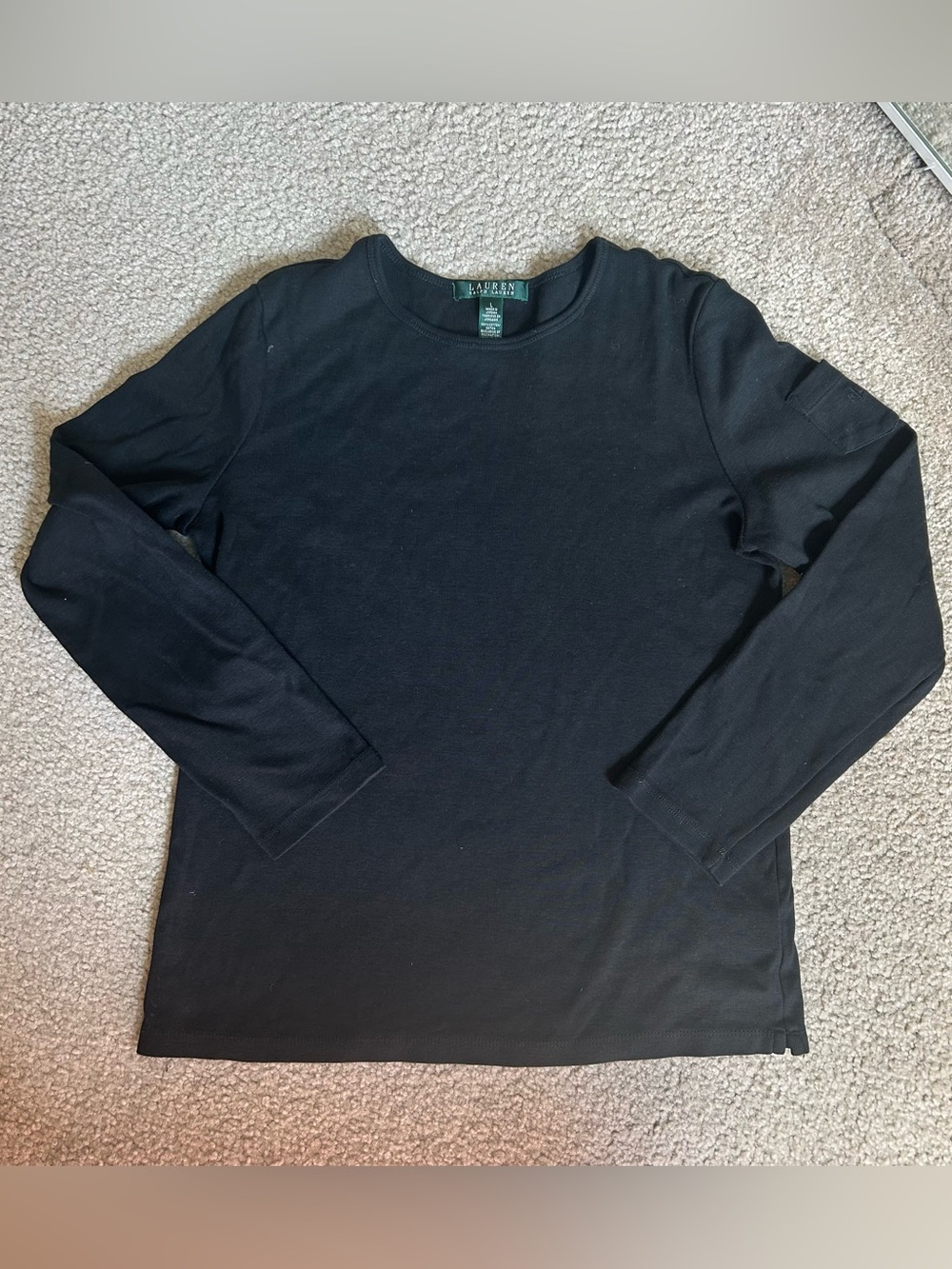 Ralph Lauren Preppy Black Long-Sleeve Crewneck Shirt